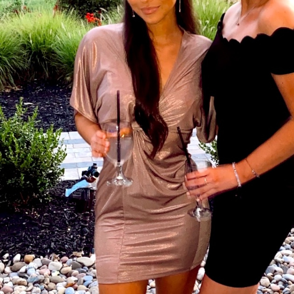 Champagne shimmery mini dress
